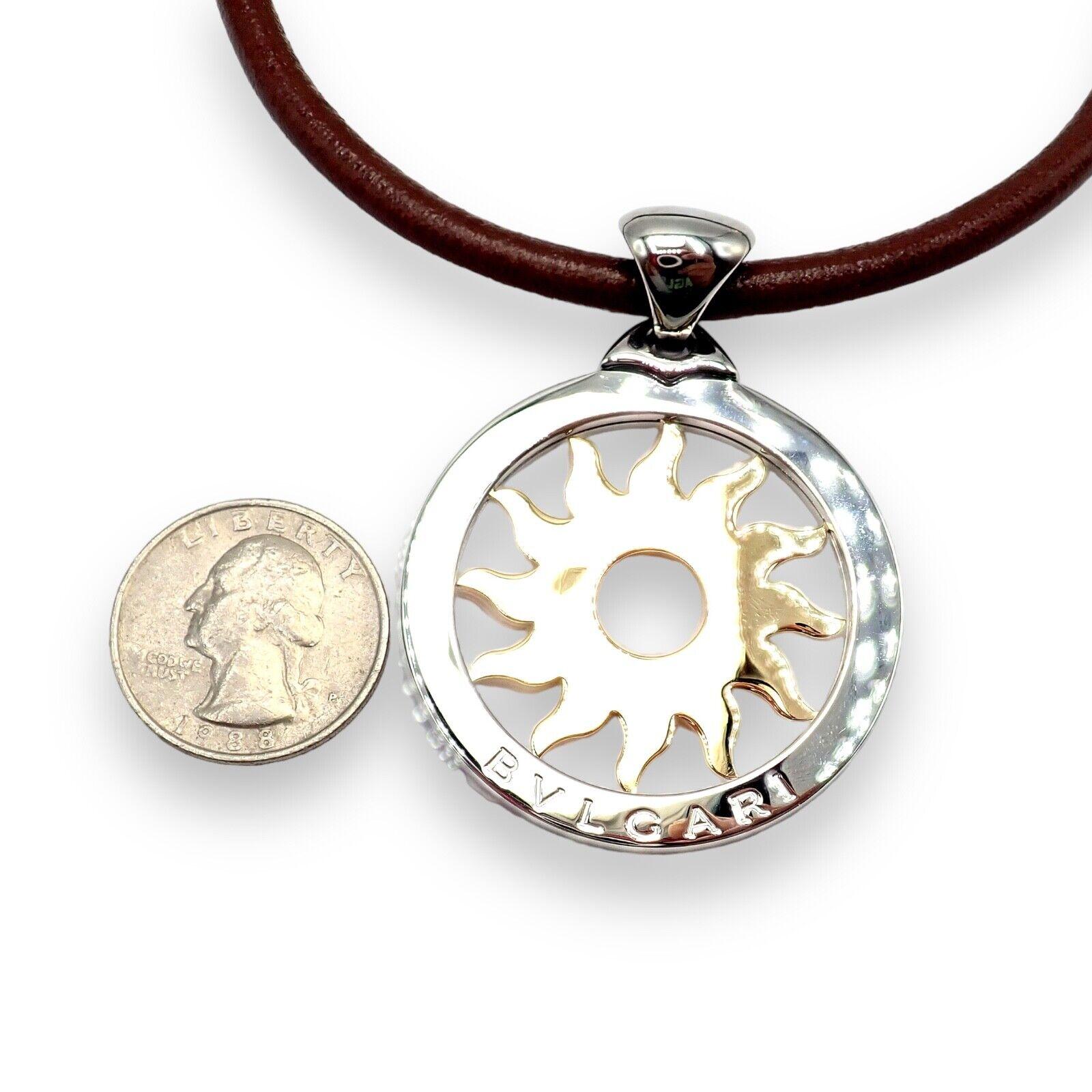 Bulgari Tondo Sun Yellow Gold Stainless Steel Extra Large Pendant Necklace For Sale 5