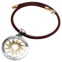 Bulgari Tondo Sun Yellow Gold Stainless Steel Extra Large Pendant Necklace