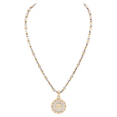 BULGARI Tondo Zodiac Diamond 18k Gold Steel Pendant Necklace