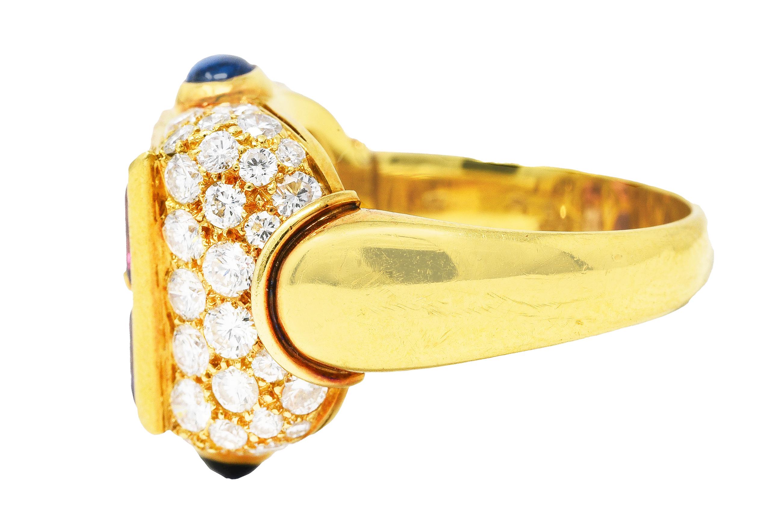 Bulgari Topaz Amethyst Tourmaline Sapphire Diamond 18 Karat Gold Vintage Ring In Excellent Condition In Philadelphia, PA