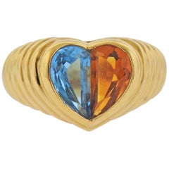 Bulgari Topaz Citrine Gold Heart Ring