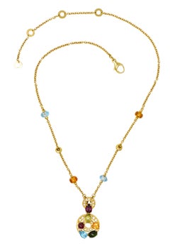 Bulgari Topaz Tourmaline Peridot Garnet Citrine Diamond 18 Karat Gold Necklace