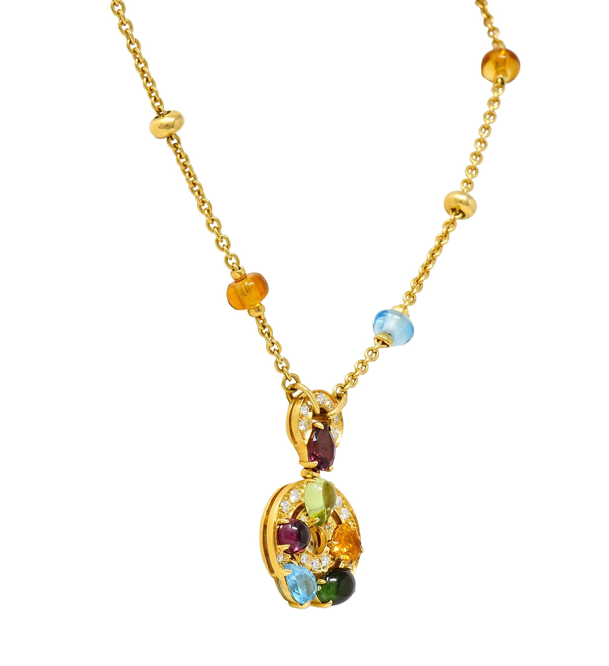 Contemporary Bulgari Topaz Tourmaline Peridot Garnet Citrine Diamond 18 Karat Gold Necklace