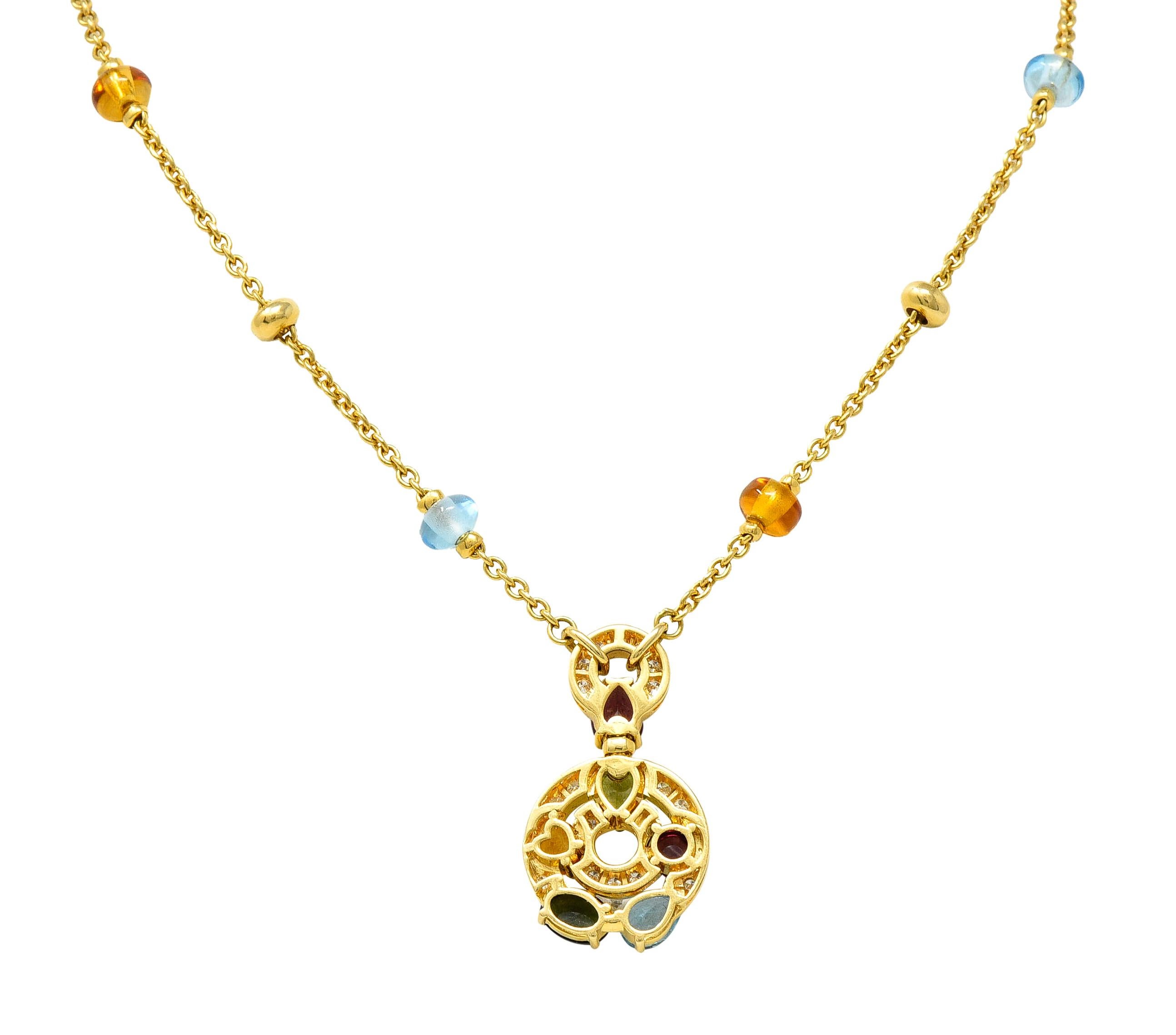 Cabochon Bulgari Topaz Tourmaline Peridot Garnet Citrine Diamond 18 Karat Gold Necklace