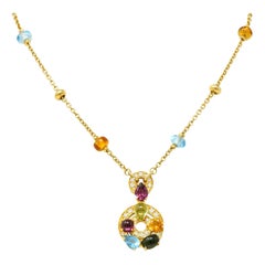 Bulgari Topaz Tourmaline Peridot Garnet Citrine Diamond 18 Karat Gold Necklace