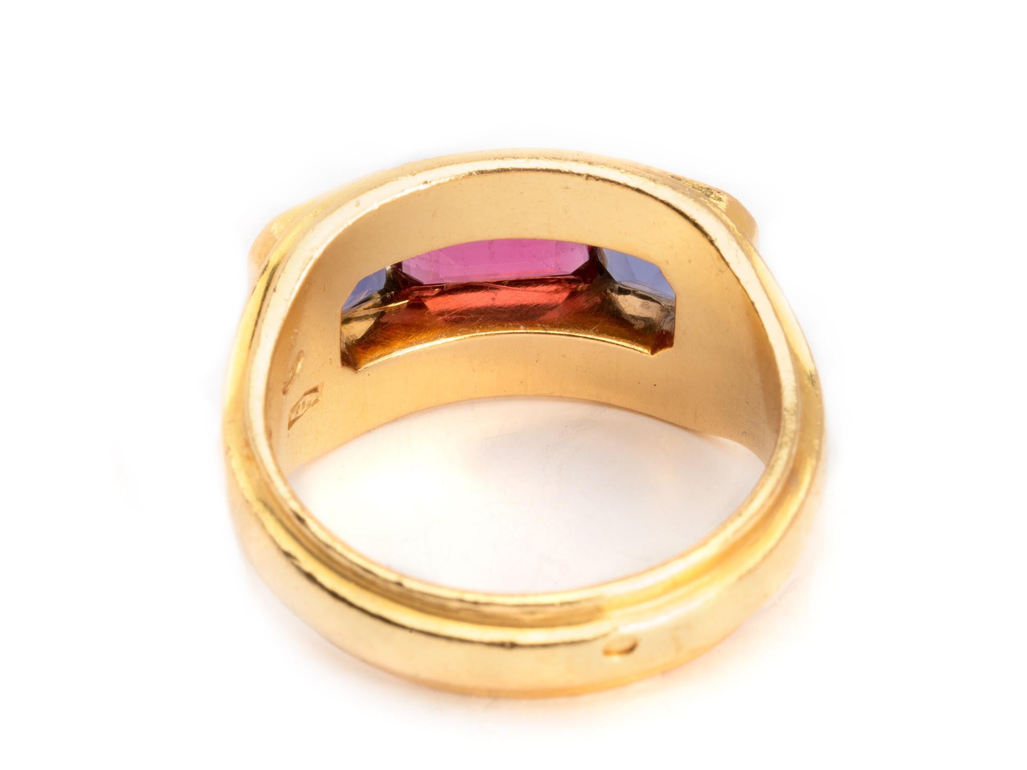 Taglio smeraldo Bulgari Anello con tormalina e iolite (3) pietre in vendita