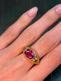 Bulgari Tourmaline and Peridot Ring in 18 Karat Yellow Gold