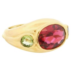 Bulgari Tourmaline and Peridot Ring in 18 Karat Yellow Gold