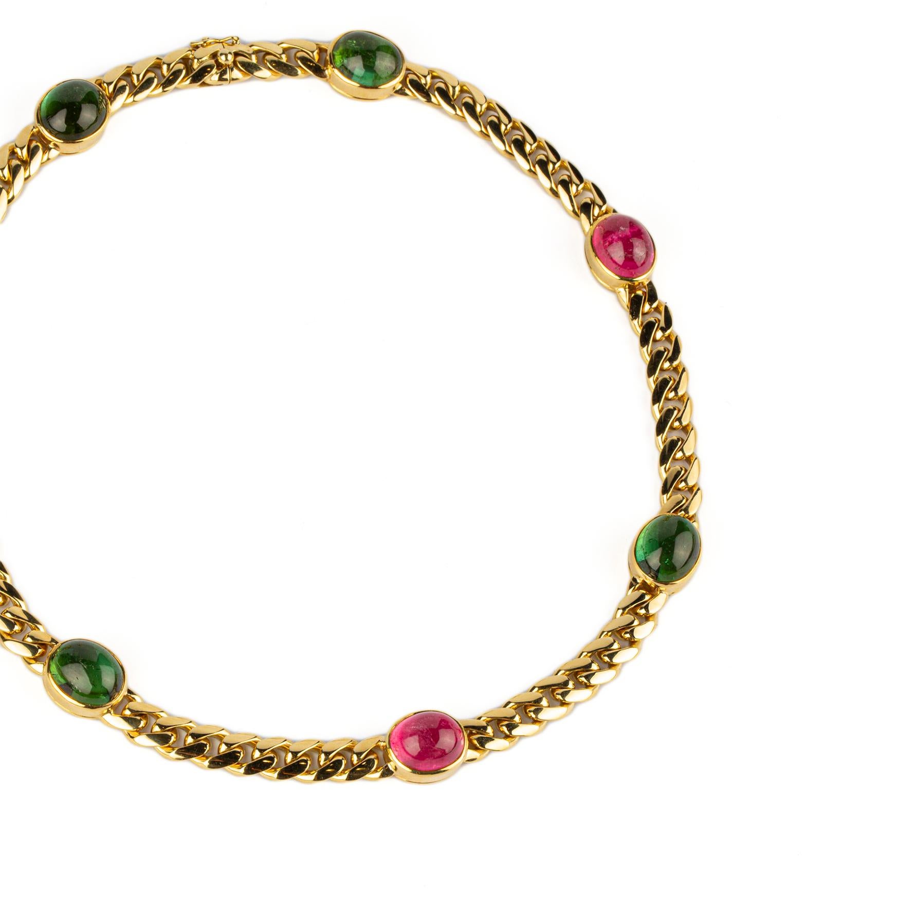 Cabochon Bulgari Tourmaline Gold Chain Necklace 