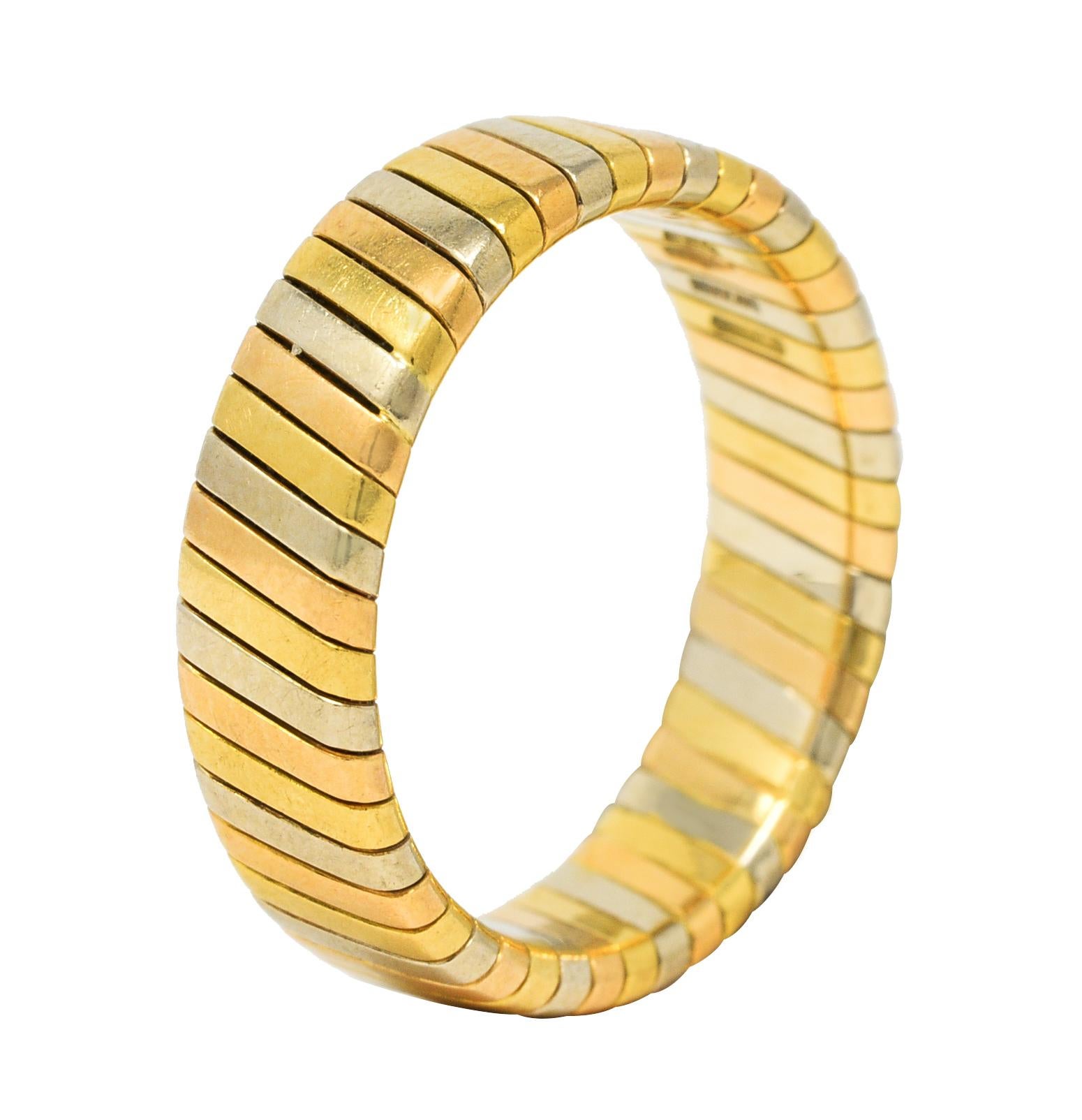 Bulgari Tri-Color 18 Karat Gold Italian Tubogas Band Ring 1