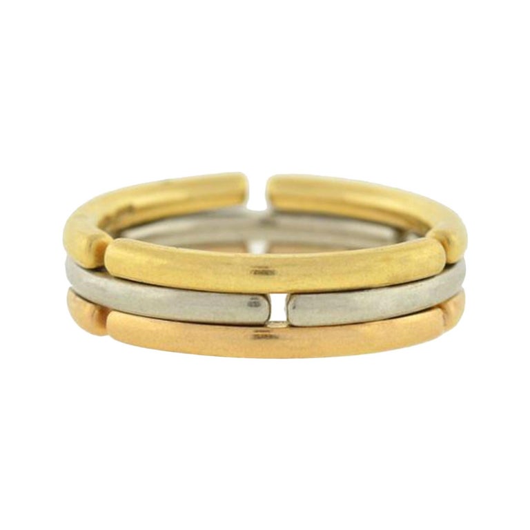 Bulgari Tri-Color Gold Collapsible Men’s Band Ring For Sale at 1stDibs