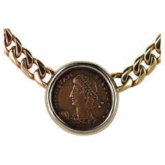 Bulgari Dreifarbige Gold Monete-Halskette