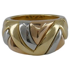 Vintage Bulgari Tricolor 18k Gold Dome Ring