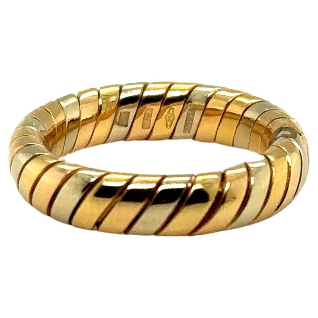 Bulgari Tricolor Gold Tubogas Ring For Sale