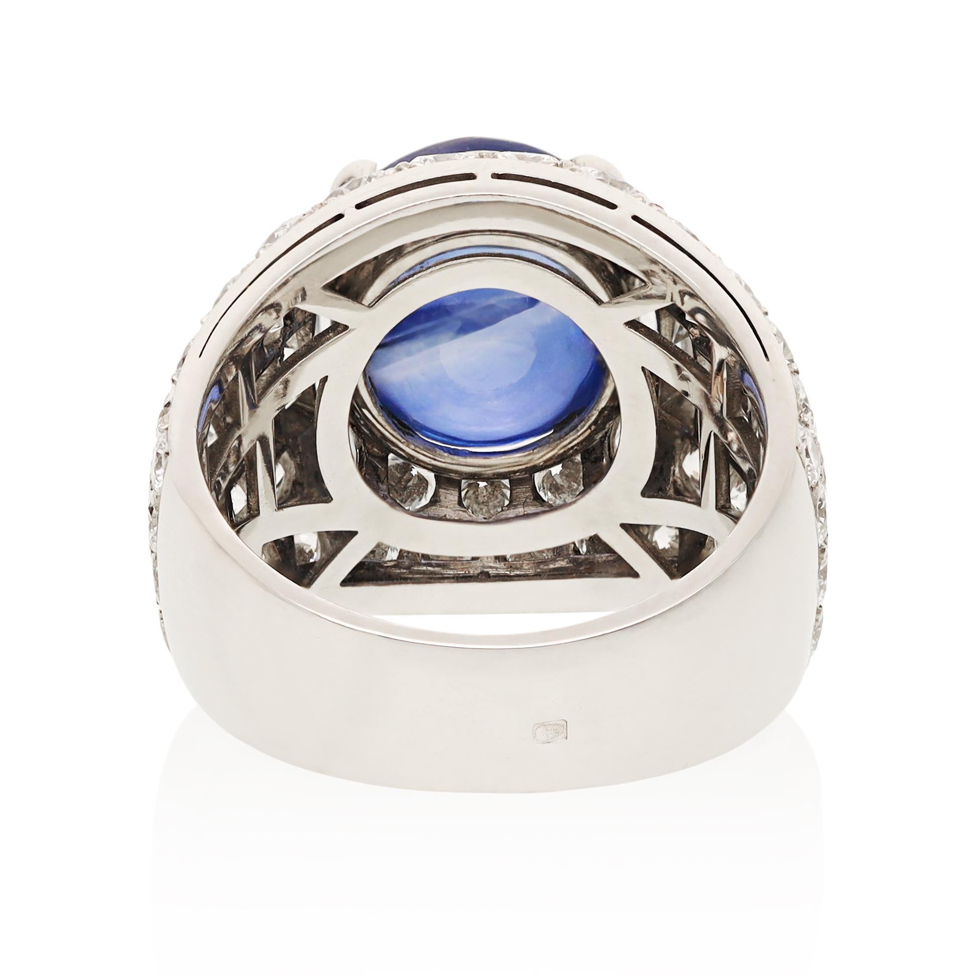 da uomo o donna BULGARI Trombino Cabochon Sapphire and Diamond Ring in vendita