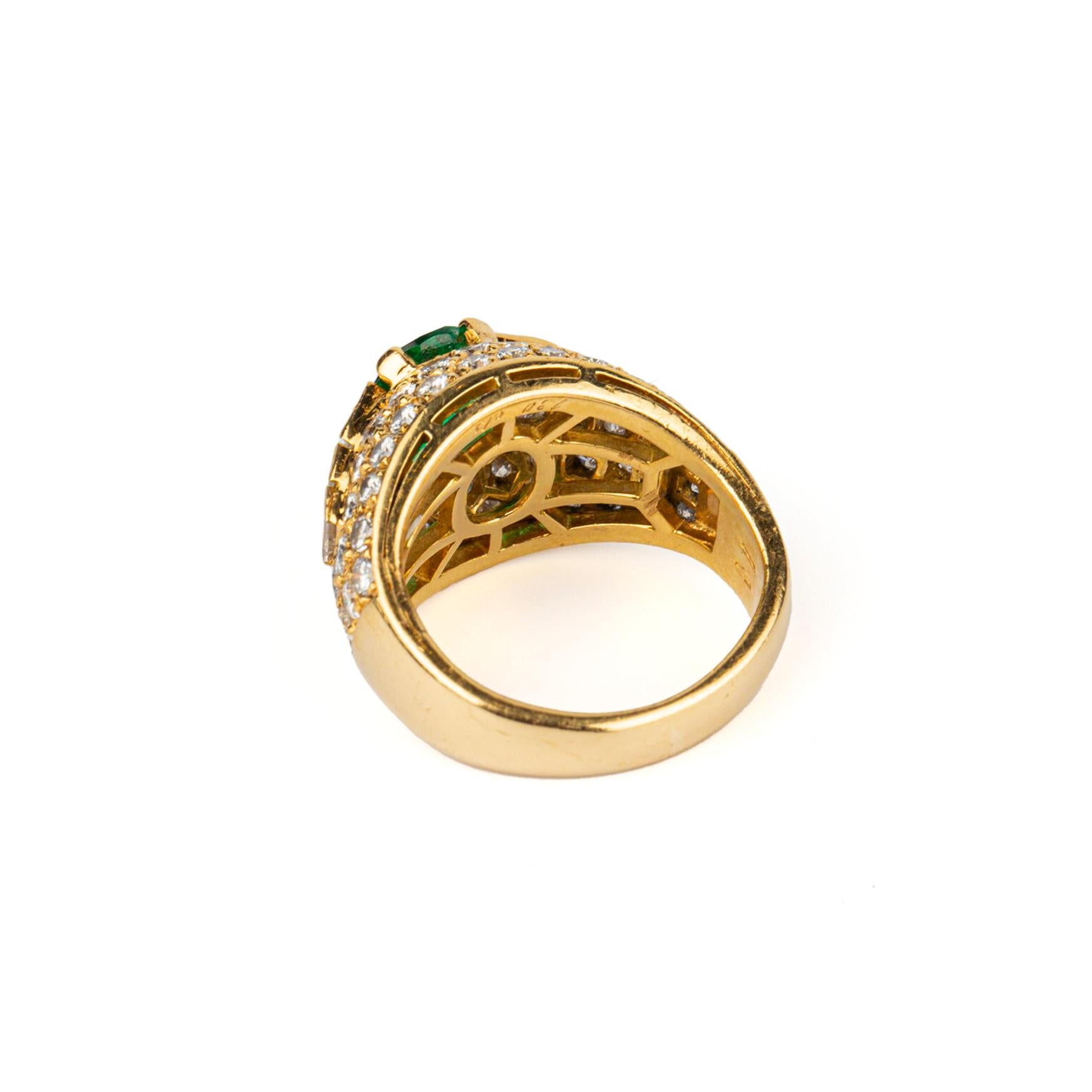 Oval Cut Bulgari Trombino Emerald and Diamond Ring 
