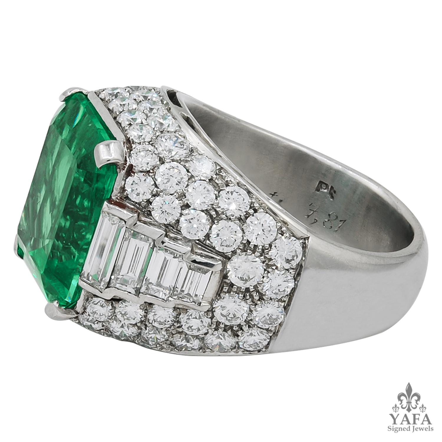 Bulgari Rom Trombino Smaragd-Diamant-Ring (Smaragdschliff) im Angebot