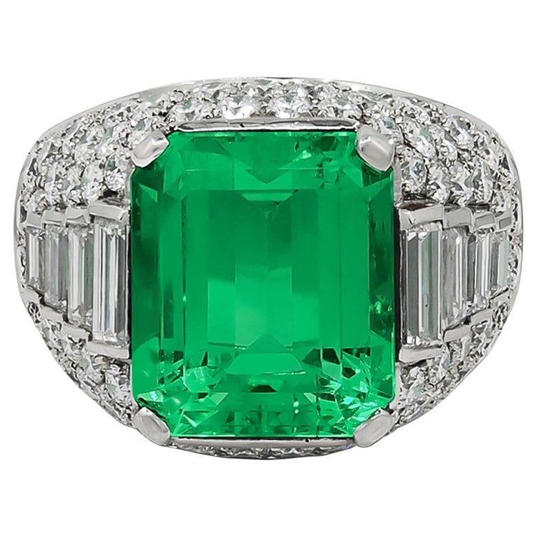 Bulgari Rome Trombino Emerald Diamond Ring For Sale at 1stDibs
