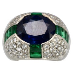 Bulgari Trombino Saphir Smaragd Diamantring 18 Karat 12,25 Karat