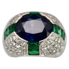 Bulgari Trombino Sapphire Emerald Diamond Ring 18 Karat 12.25 Carats