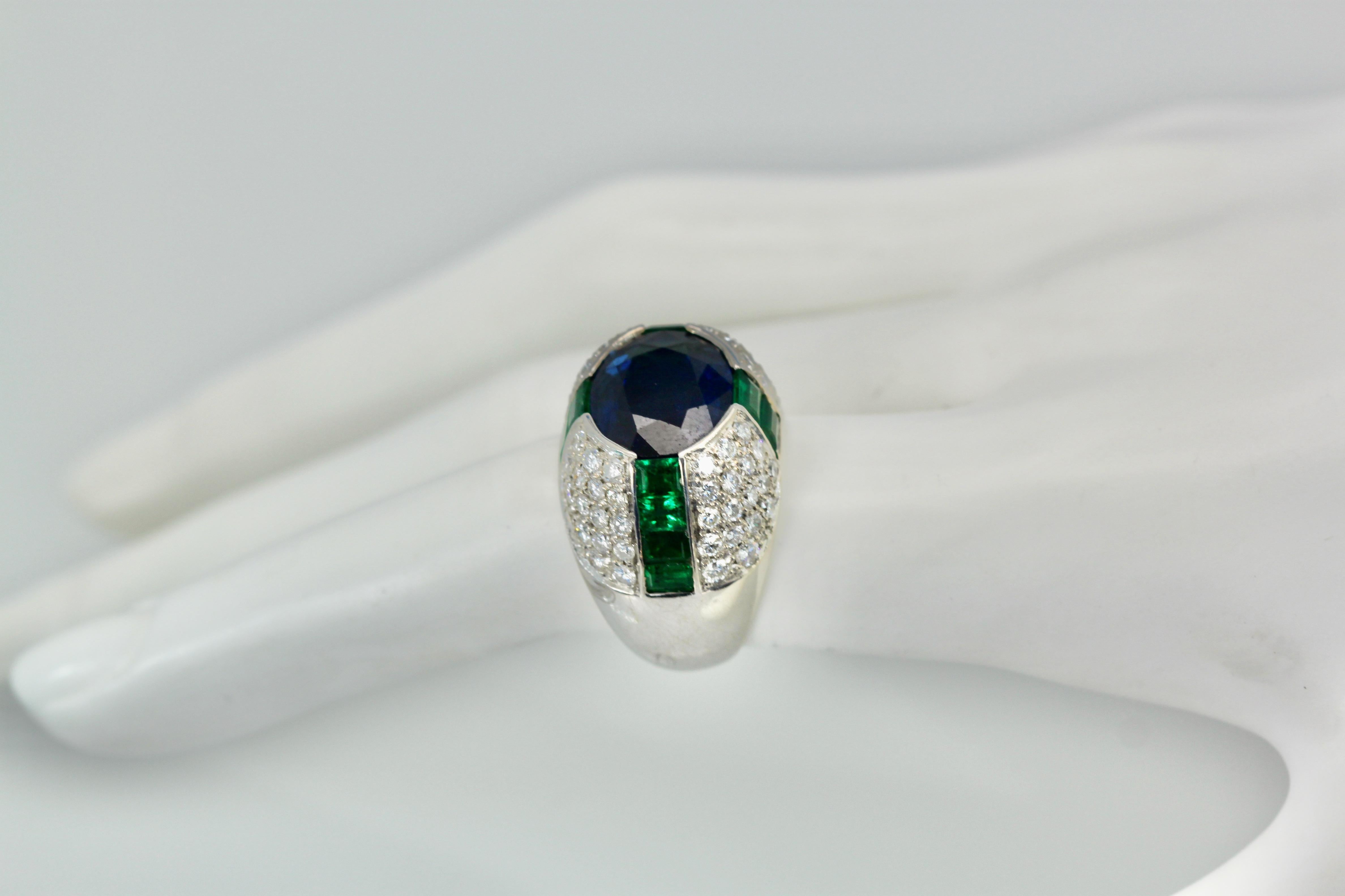 Bulgari Trombino Saphir Smaragd Diamantring 18 Karat 12,25 Karat im Angebot 4