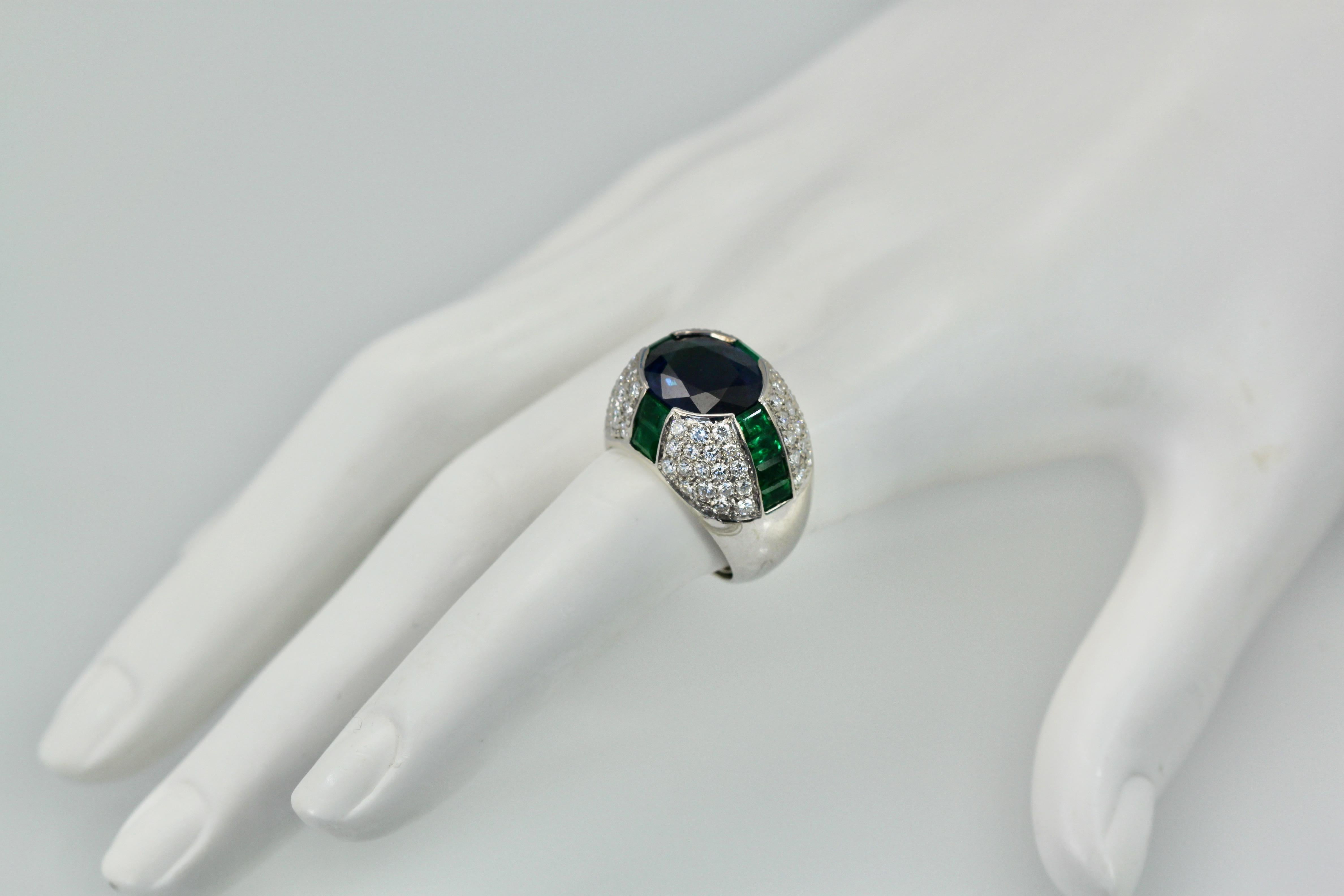 Bulgari Trombino Saphir Smaragd Diamantring 18 Karat 12,25 Karat im Angebot 5