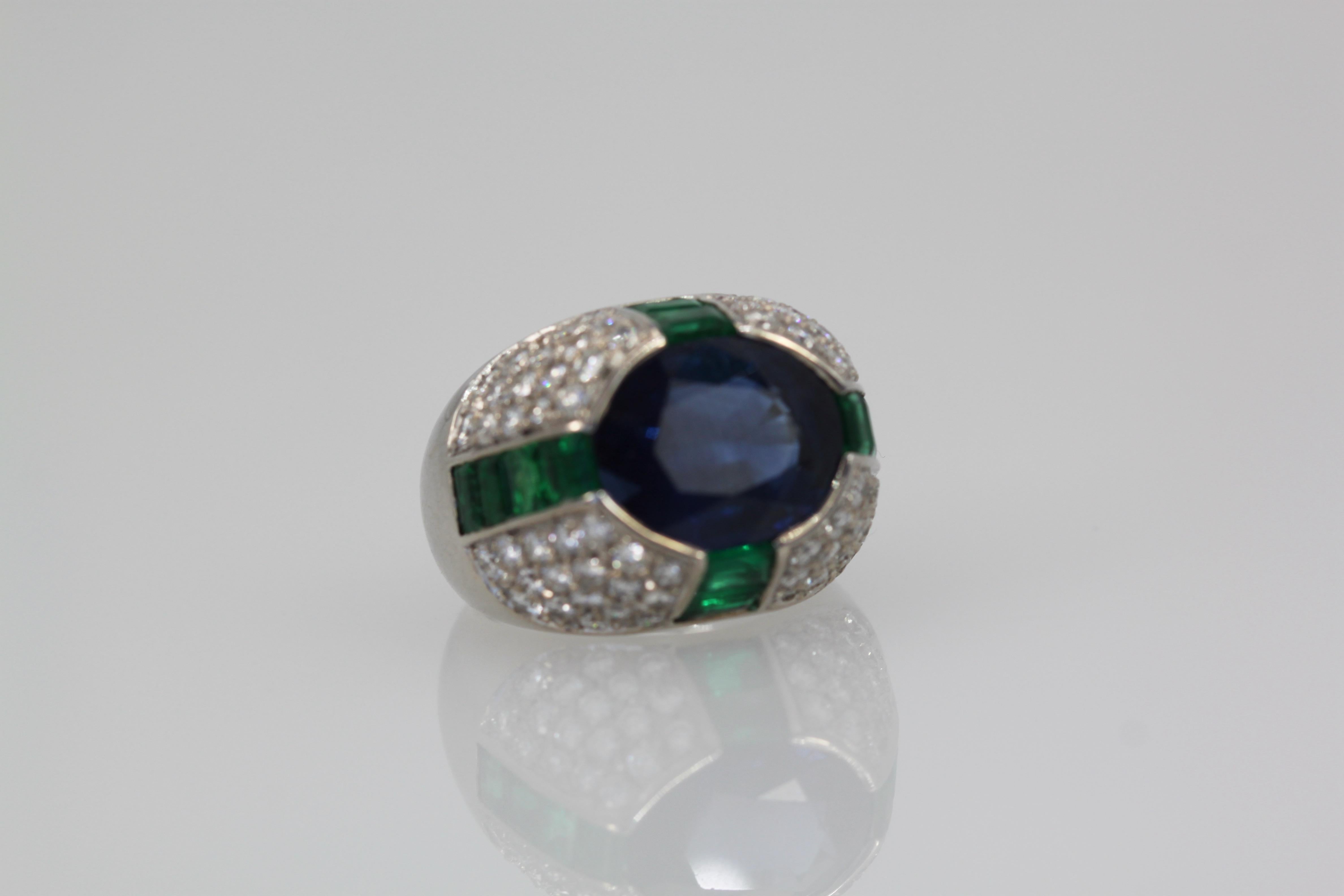 Bulgari Trombino Saphir Smaragd Diamantring 18 Karat 12,25 Karat im Angebot 6