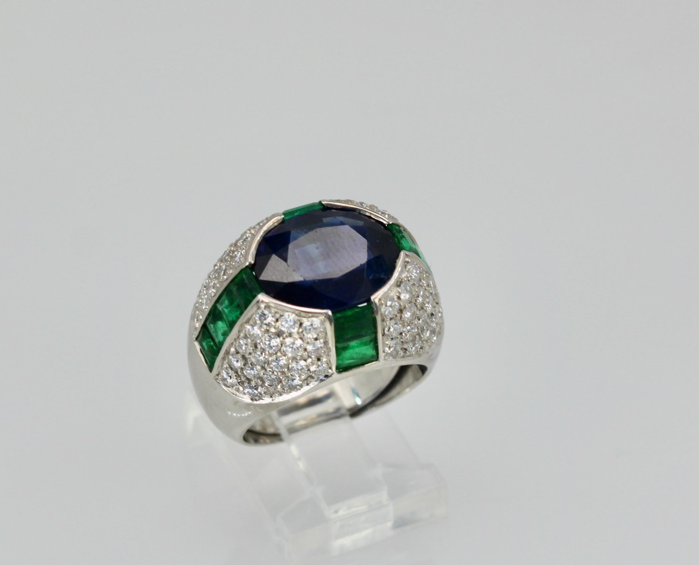 Bulgari Trombino Saphir Smaragd Diamantring 18 Karat 12,25 Karat im Angebot 2