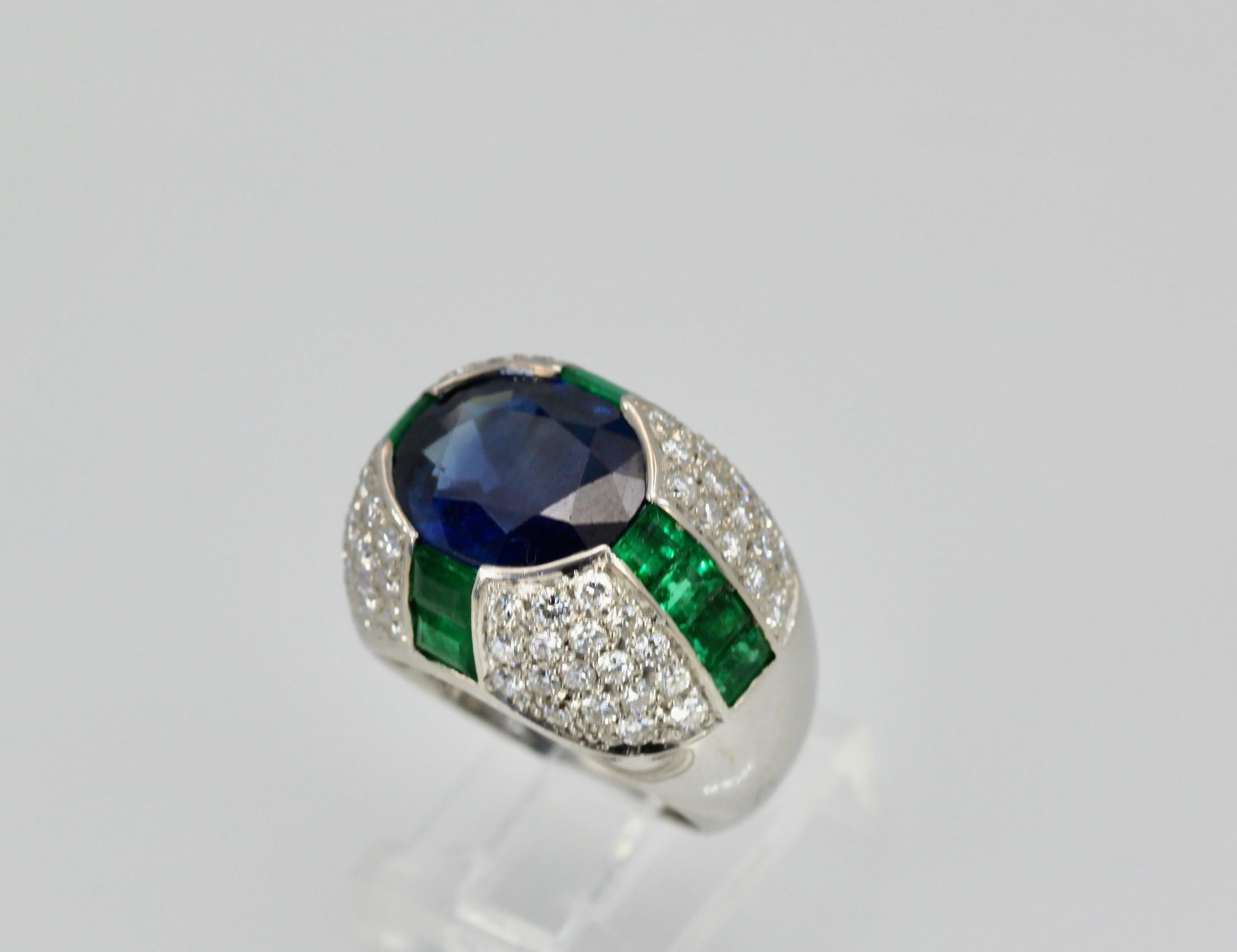 Bulgari Trombino Saphir Smaragd Diamantring 18 Karat 12,25 Karat im Angebot 3