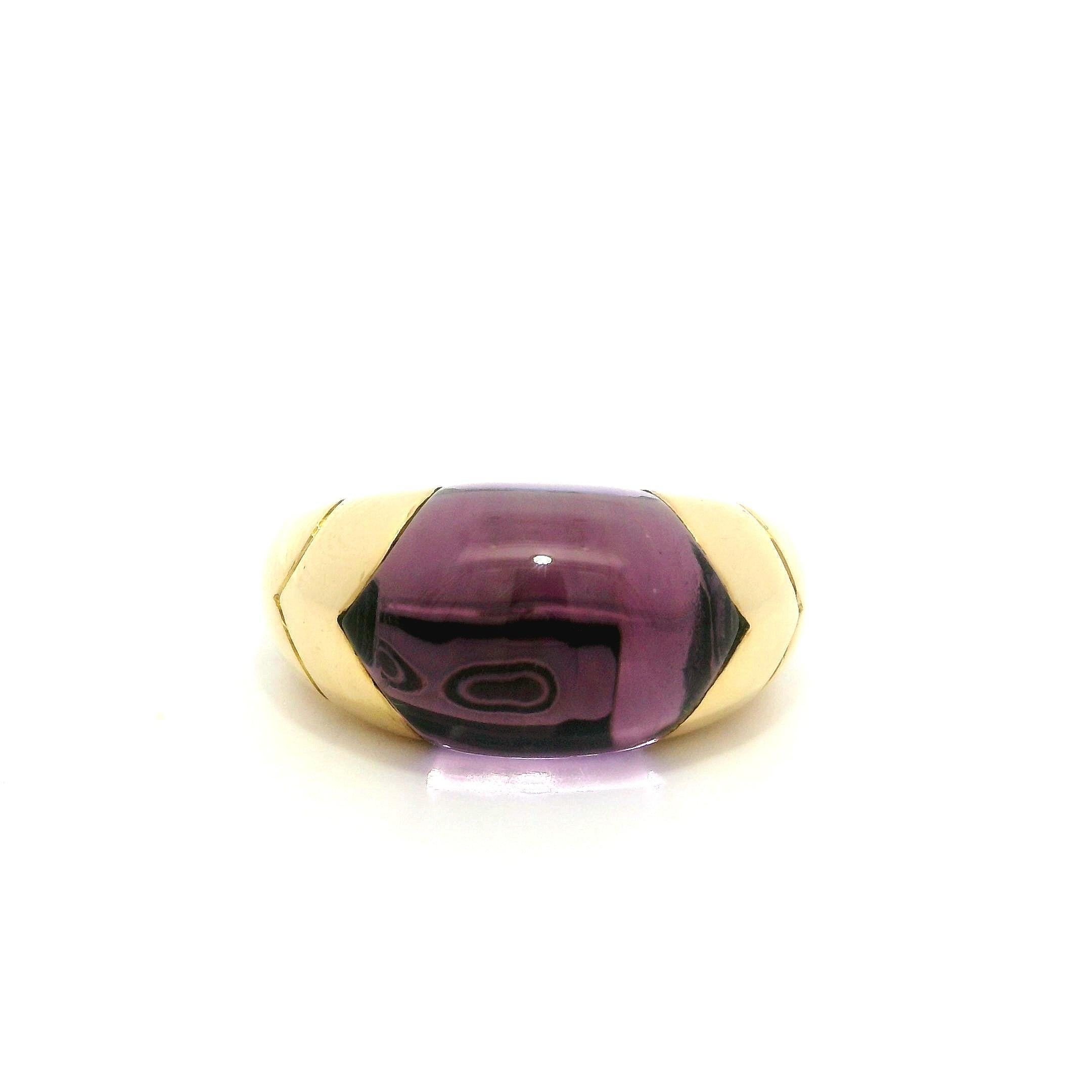 Bulgari Tronchetto 18k Gelbgold Custom Cut Amethyst Band Ring im Angebot 9