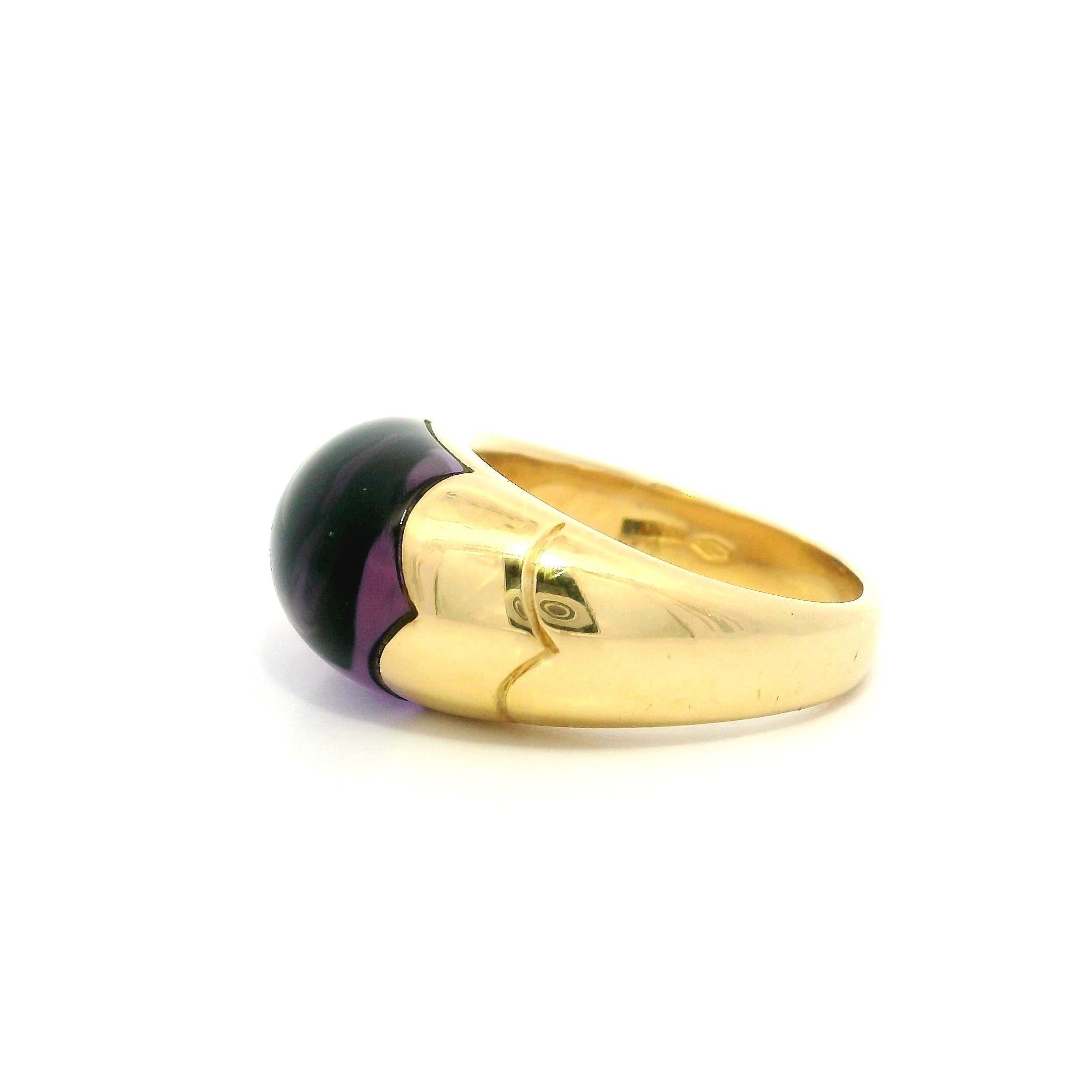 Bulgari Tronchetto 18k Gelbgold Custom Cut Amethyst Band Ring im Angebot 11