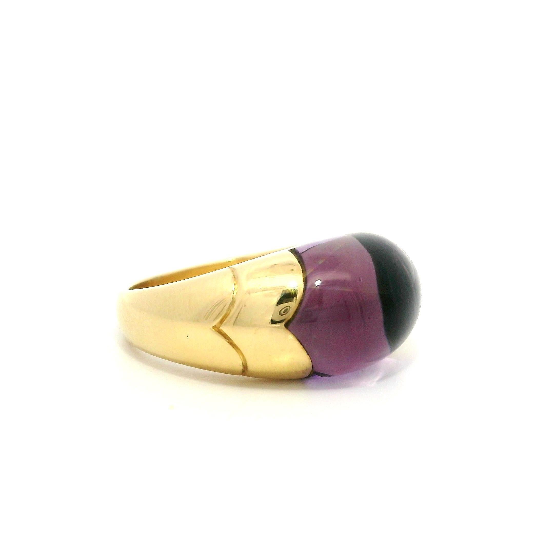 Bulgari Tronchetto 18k Gelbgold Custom Cut Amethyst Band Ring im Angebot 12
