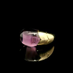Bulgari Tronchetto 18k Yellow Gold Custom Cut Amethyst Band Ring