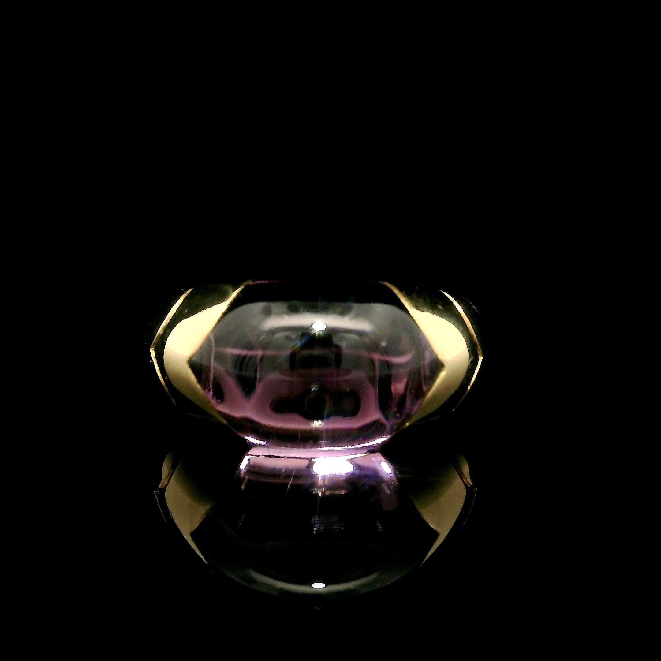 Bulgari Tronchetto 18k Gelbgold Custom Cut Amethyst Band Ring (Smaragdschliff) im Angebot