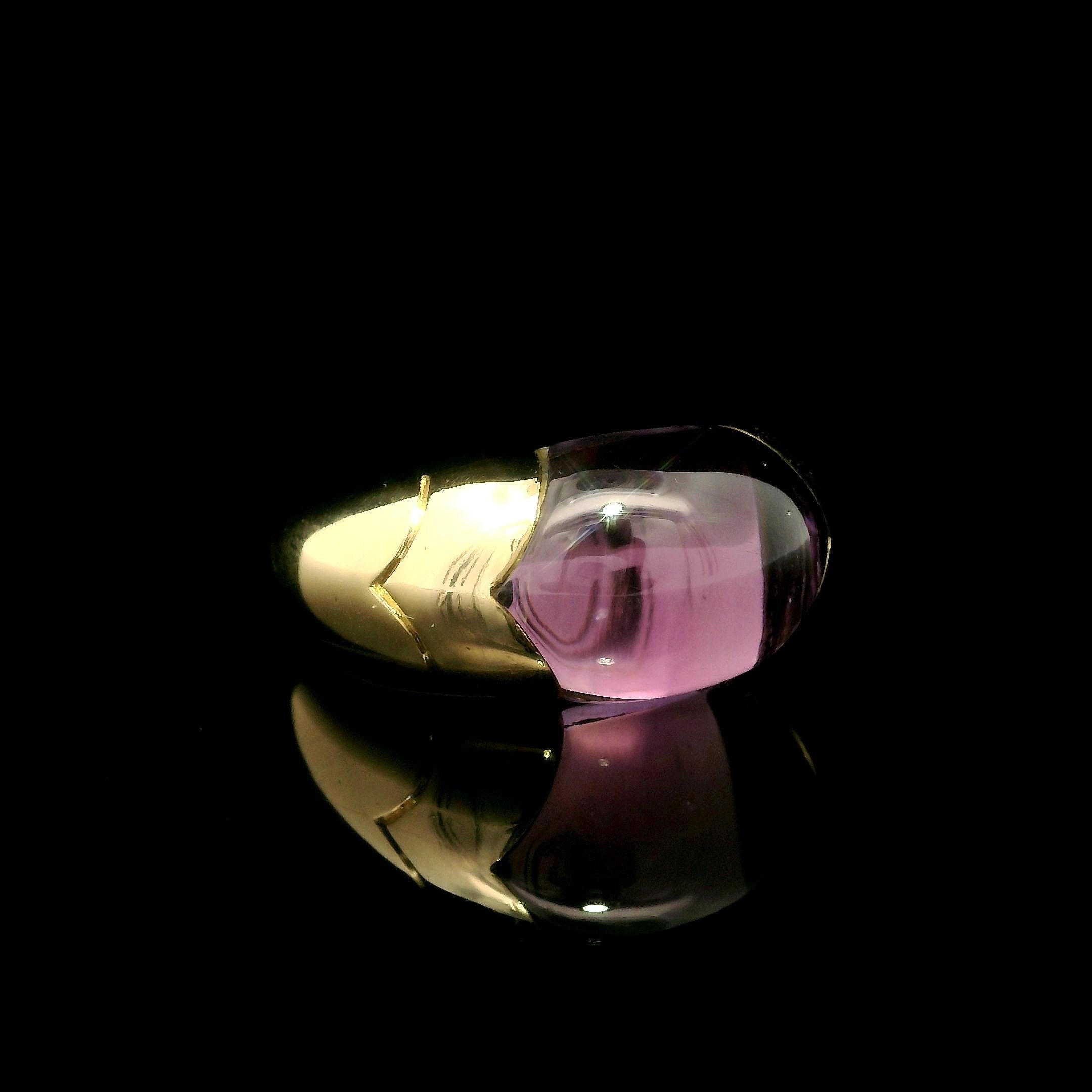Bulgari Tronchetto 18k Gelbgold Custom Cut Amethyst Band Ring im Zustand „Hervorragend“ im Angebot in Montclair, NJ