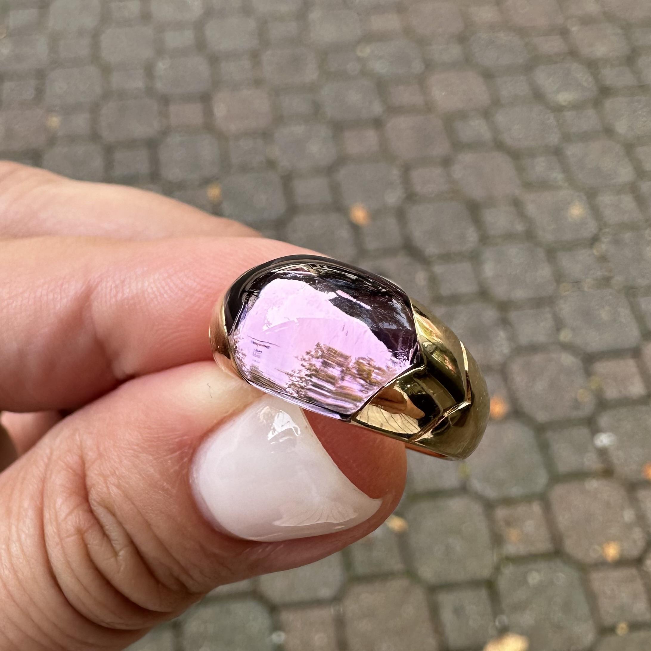Bulgari Tronchetto 18k Gelbgold Custom Cut Amethyst Band Ring Damen im Angebot