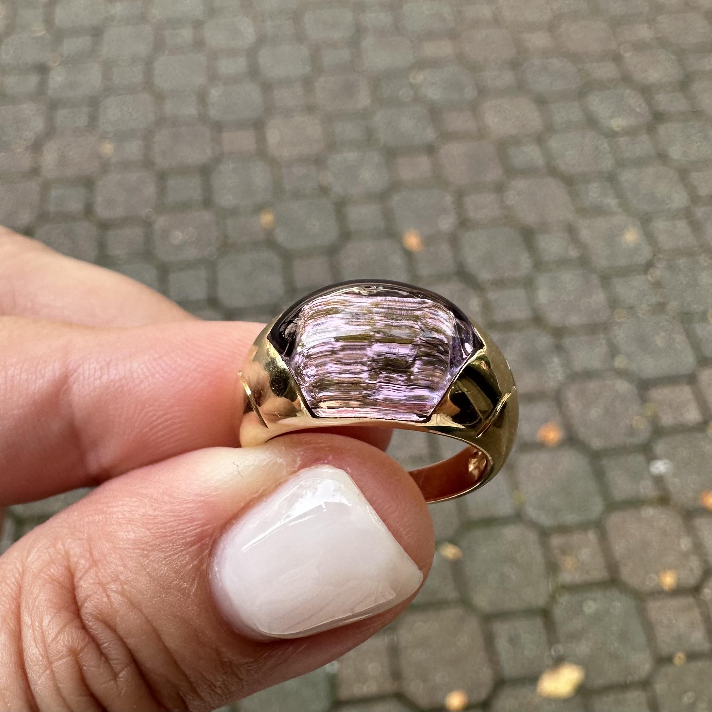 Bulgari Tronchetto 18k Gelbgold Custom Cut Amethyst Band Ring im Angebot 1