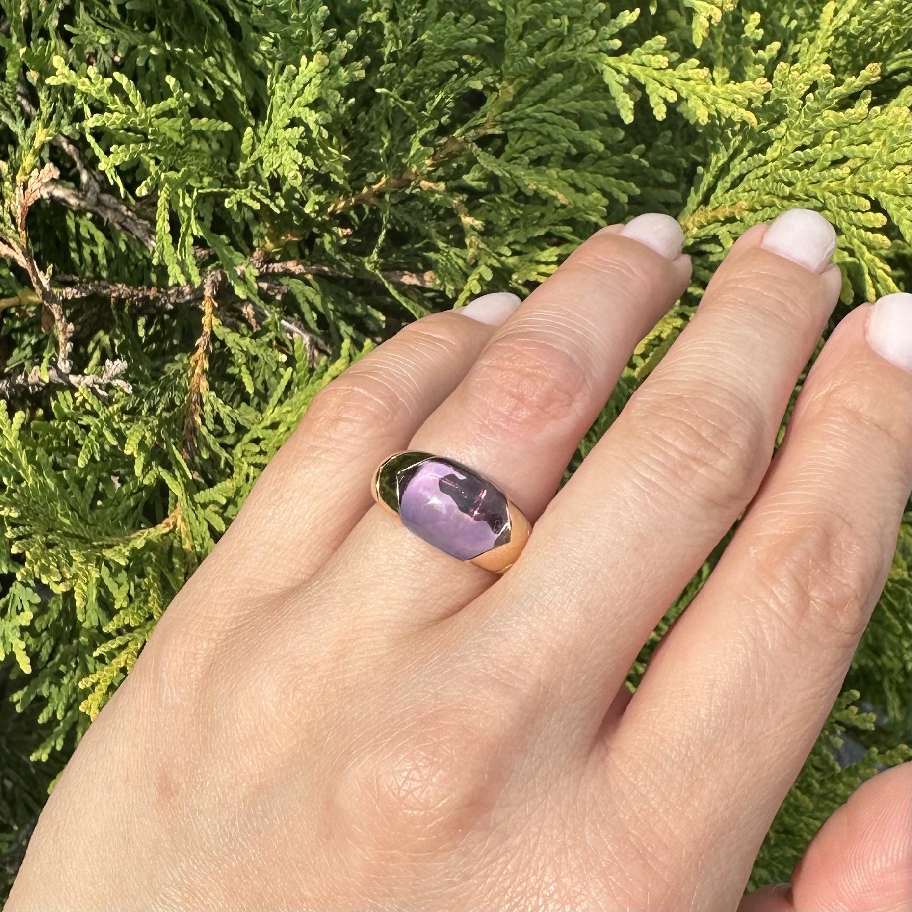 Bulgari Tronchetto 18k Gelbgold Custom Cut Amethyst Band Ring im Angebot 2
