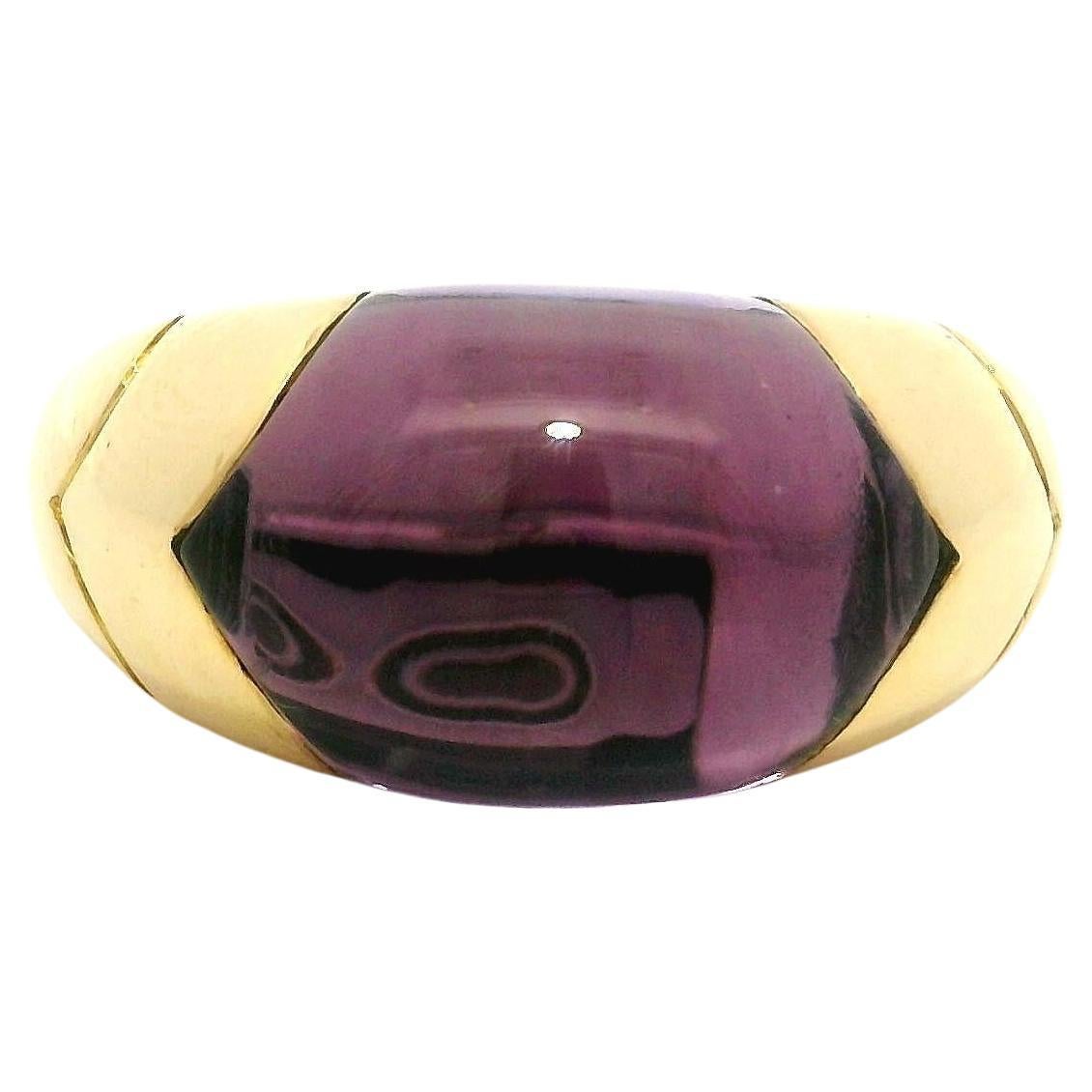 Bague Bulgari Tronchetto en or jaune 18k avec améthyste taillée sur mesure