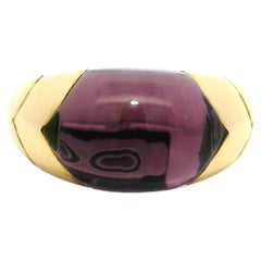 Bulgari Tronchetto 18k Yellow Gold Custom Cut Amethyst Band Ring