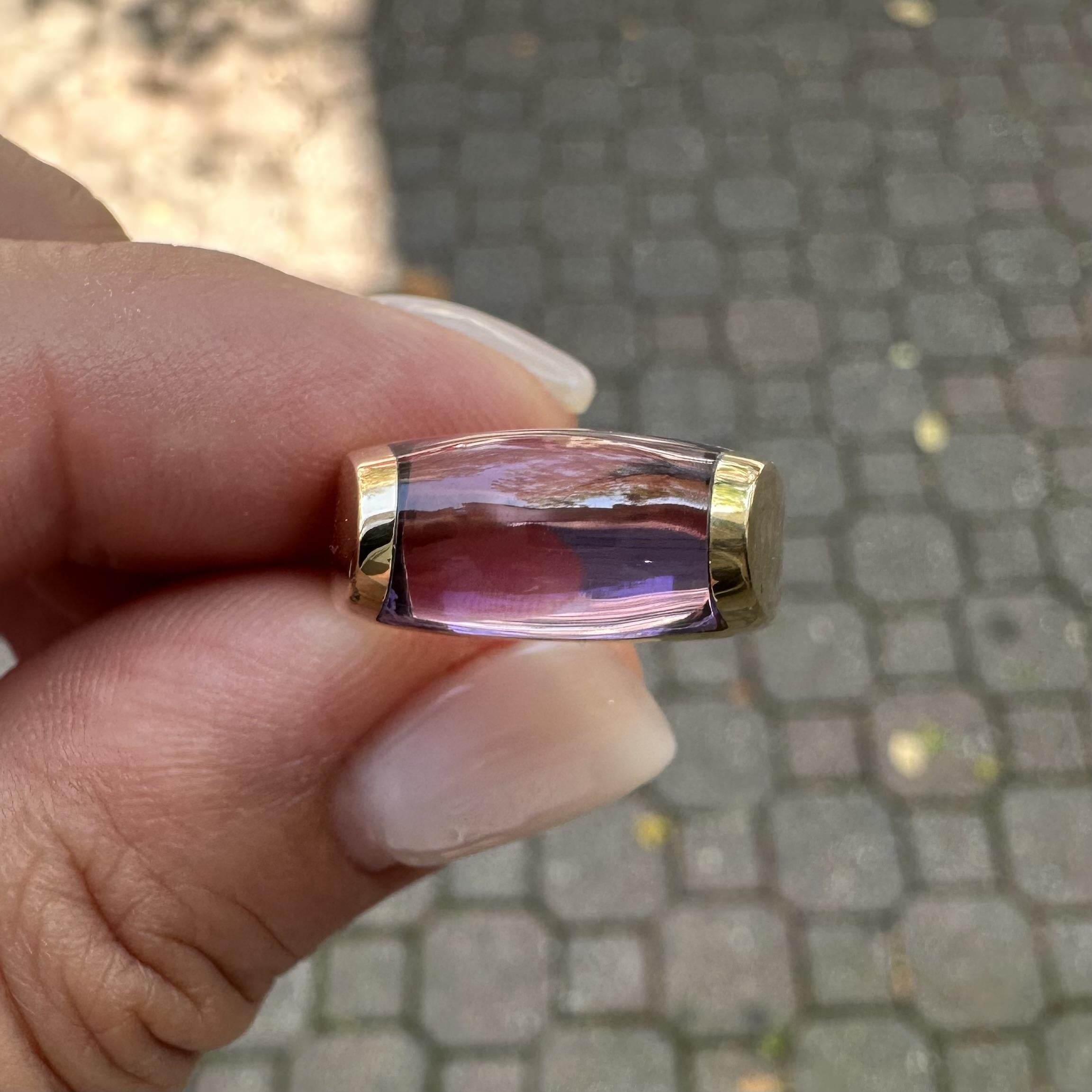 Bulgari Tronchetto Bague en or jaune 18k avec améthyste taillée sur mesure en vente 7