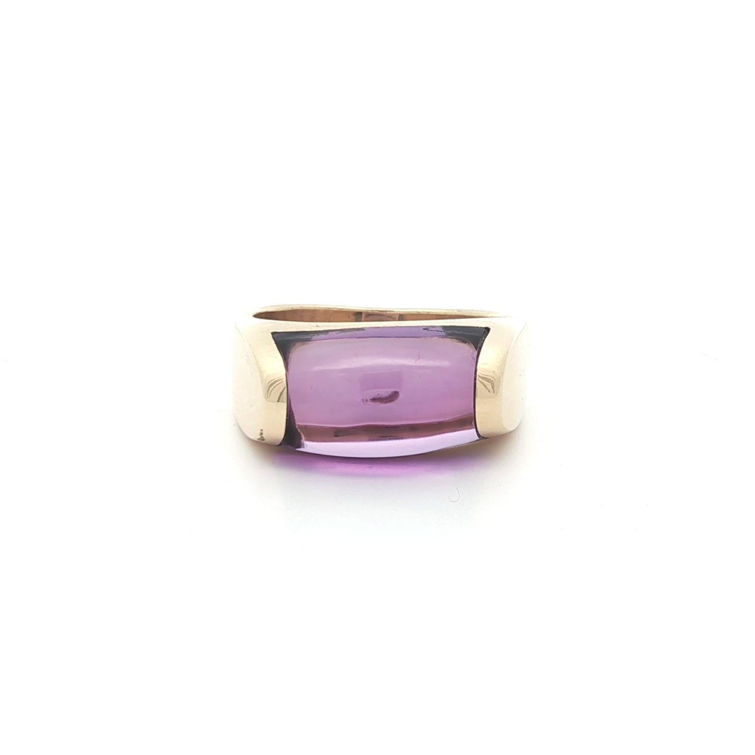 Bulgari Tronchetto Bague en or jaune 18k avec améthyste taillée sur mesure en vente 9