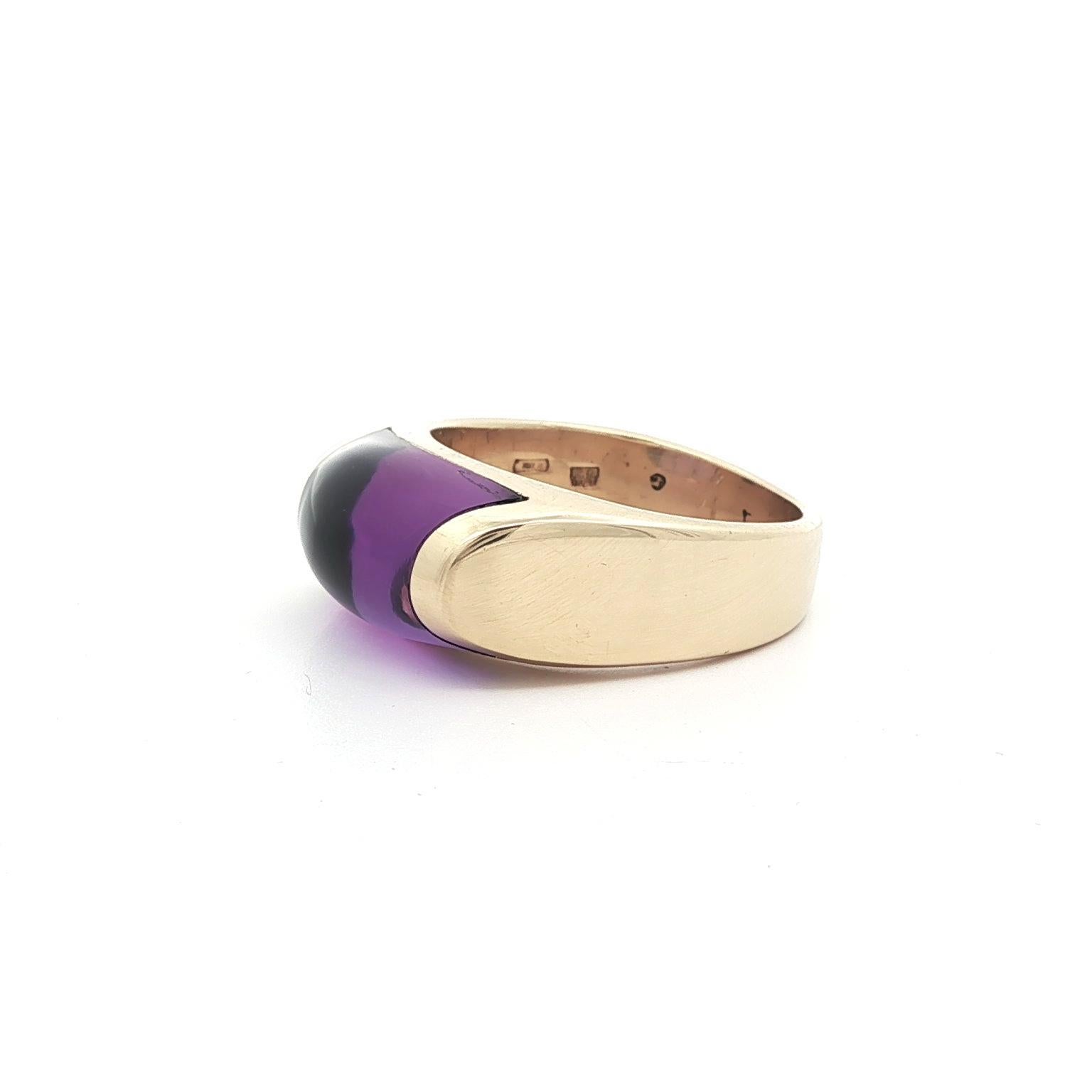 Bulgari Tronchetto Bague en or jaune 18k avec améthyste taillée sur mesure en vente 11