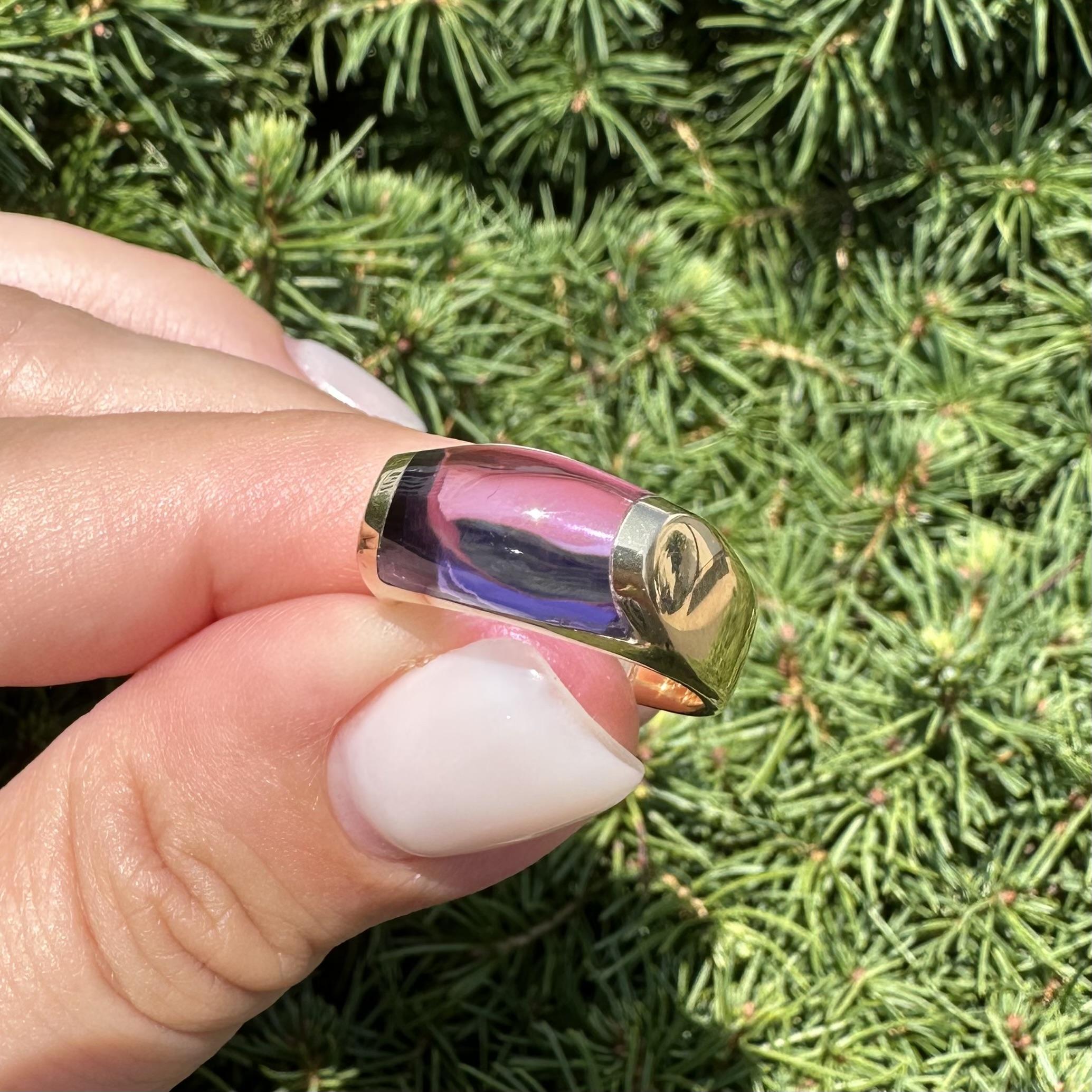 Bulgari Tronchetto Bague en or jaune 18k avec améthyste taillée sur mesure en vente 2