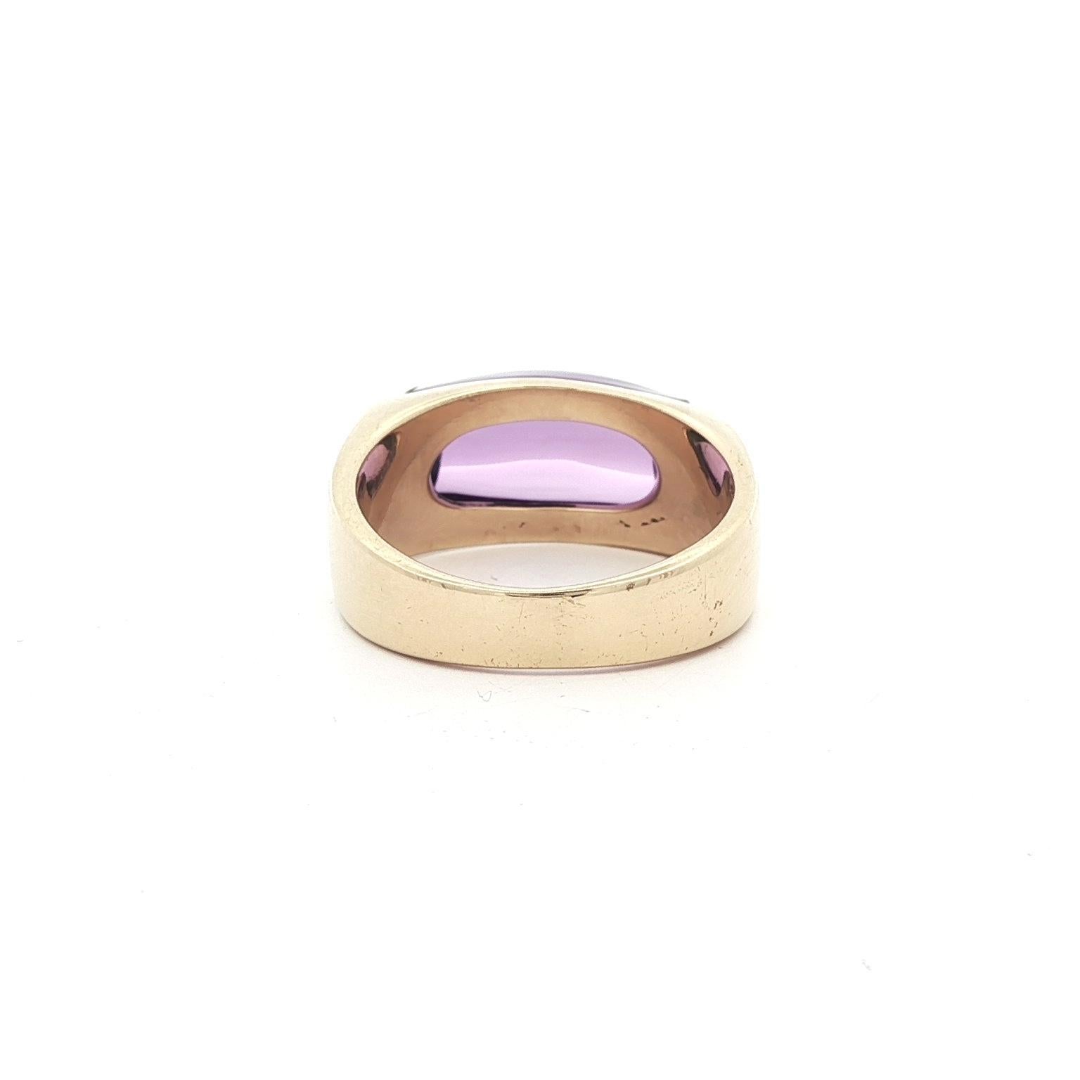 Bulgari Tronchetto Bague en or jaune 18k avec améthyste taillée sur mesure en vente 3