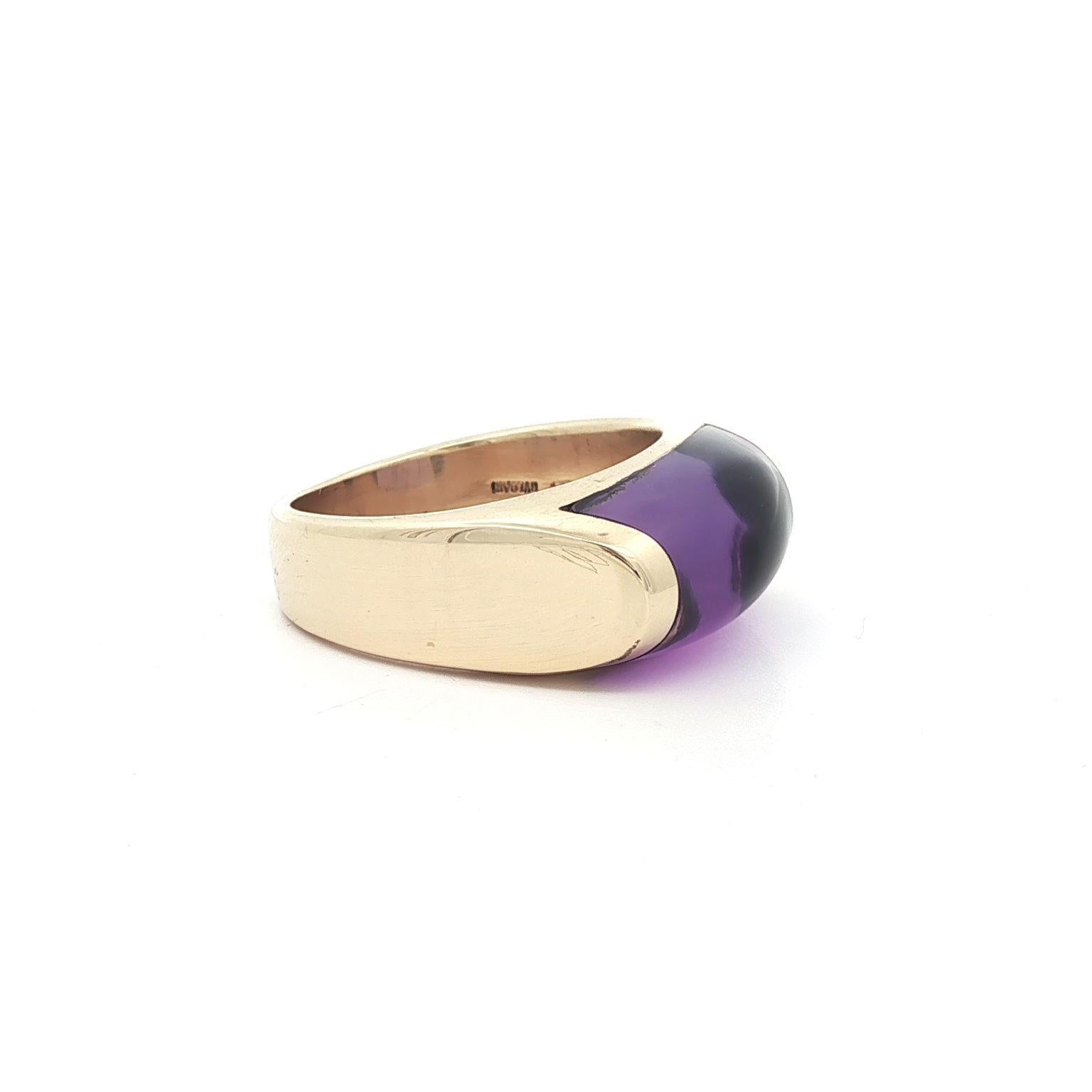 Bulgari Tronchetto Bague en or jaune 18k avec améthyste taillée sur mesure en vente 4
