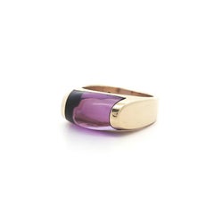 Bulgari Tronchetto Bague en or jaune 18k avec améthyste taillée sur mesure