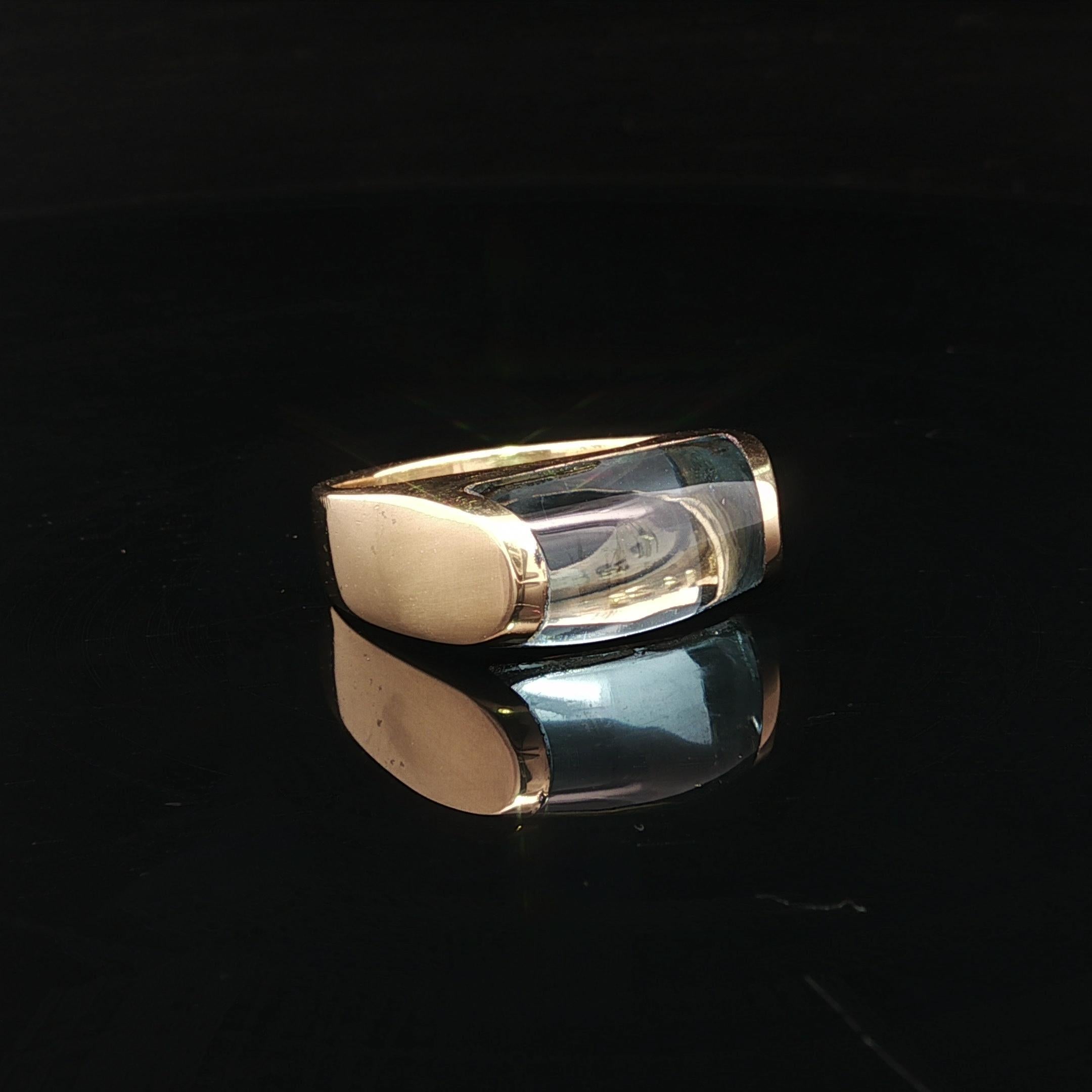 Bague Bulgari Tronchetto en or jaune 18k avec topaze bleue taillée sur mesure en vente 5