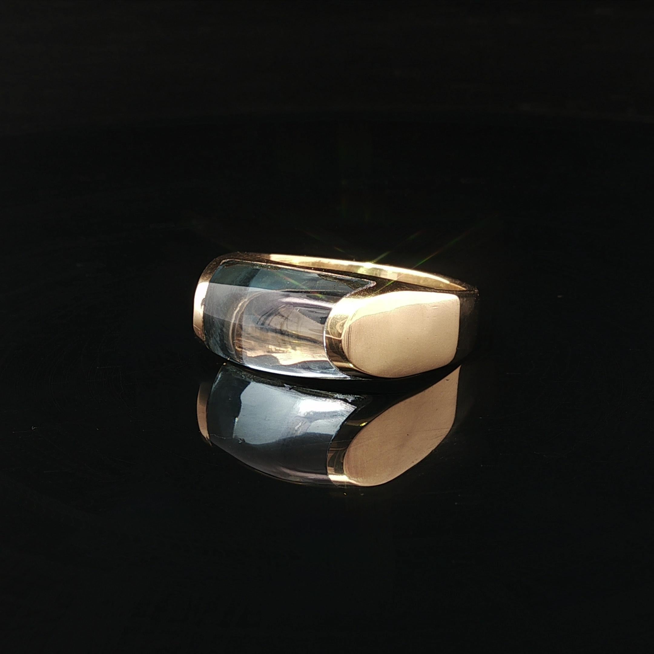 Bague Bulgari Tronchetto en or jaune 18k avec topaze bleue taillée sur mesure en vente 6