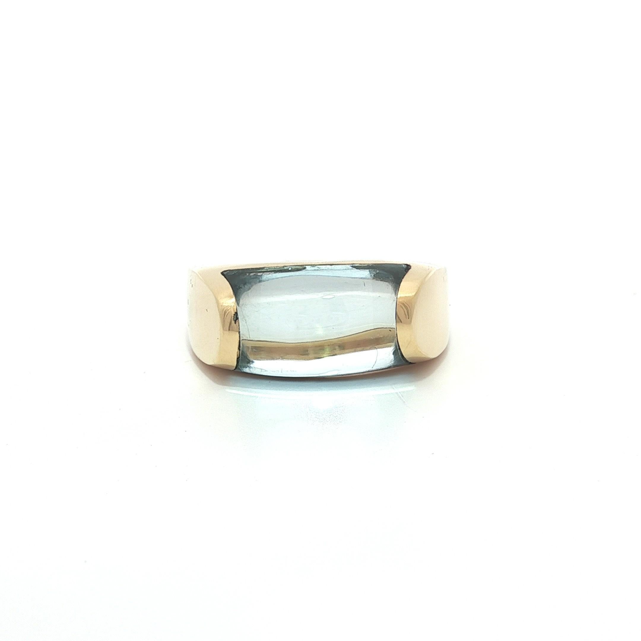 Bague Bulgari Tronchetto en or jaune 18k avec topaze bleue taillée sur mesure en vente 7